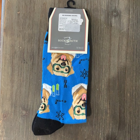 *NWT* Blue science dog socks. Men’s. - Picture 2 of 2